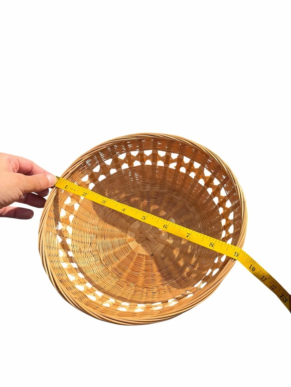 Woven Bamboo Basket Bowl Open Weave Boho Style